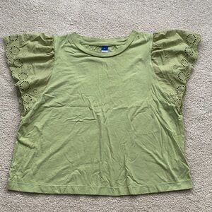 Old Navy Green Eyelet Sleeve Top